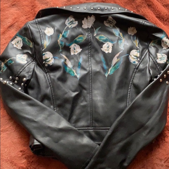 Studded Floral Moto Jacket - Bebe - Picture 2 of 4